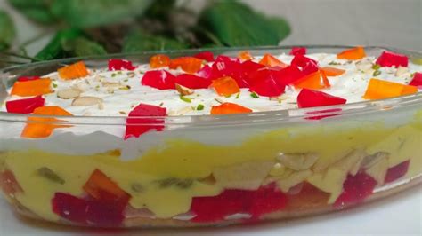 Fruit Custard Trifle Recipe | Custard Trifle Pudding Recipe | Cook With ...