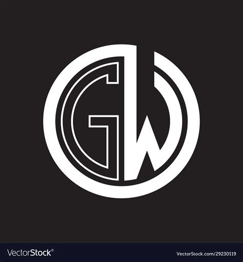 Gw logo with circle rounded negative space design Vector Image