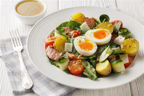 French Peasant Salad or Salade Paysanne with Lettuce, Bacon, Cheese ...