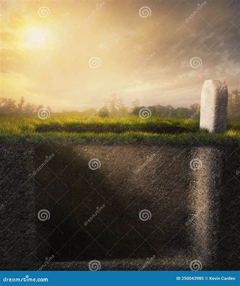 Empty grave stock image. Image of grave, landscape, field - 250043985