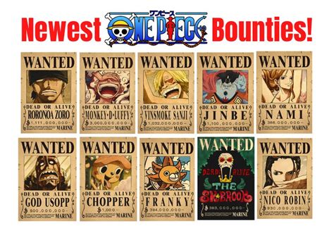 One Piece New Bounty Poster All Strawhat Crew Wanted Bounty - Etsy