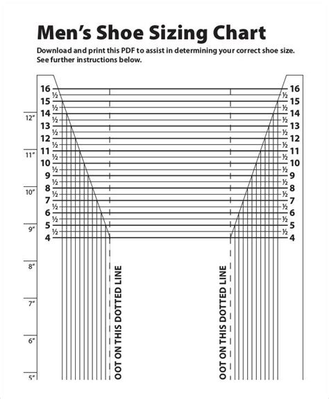 Printable Shoe Size Chart Mens