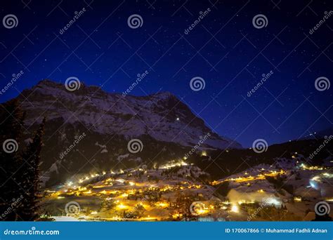 Starry Night in Grindelwald, Switzerland Stock Photo - Image of beauty ...