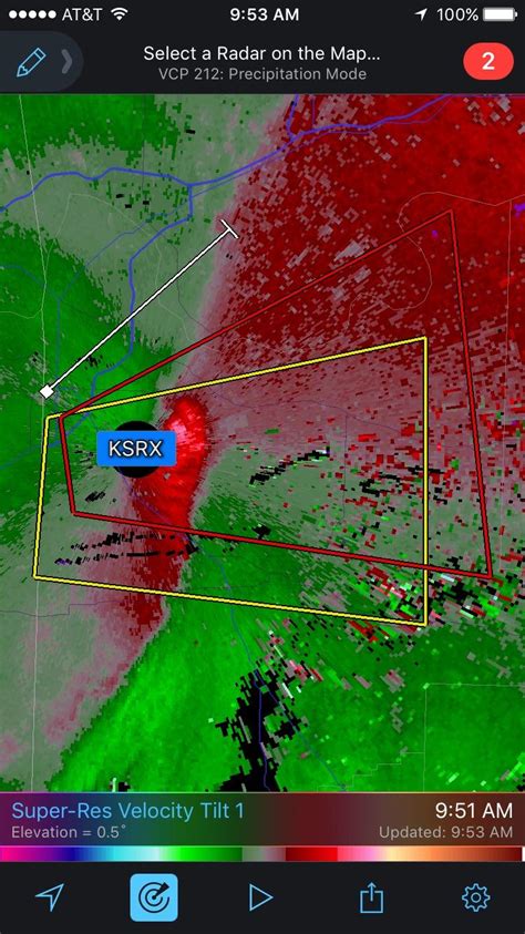 This is what the velocity map looks like when a tornado is directly ...