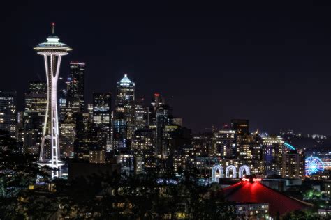 Seattle Space Needle and Skyline Glow at Night - Jasonian Photography