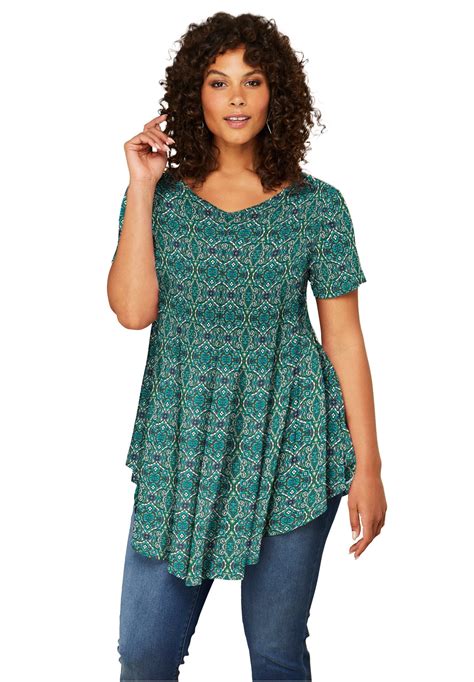 Roaman's - Roaman's Women's Plus Size Swing Drape Tunic - Walmart.com ...