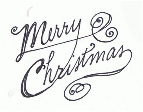 Merry Christmas Clip Art Words Black And White