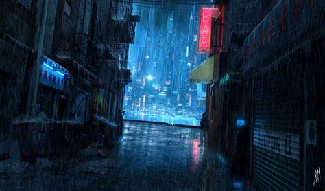 Futuristic City Night Anime