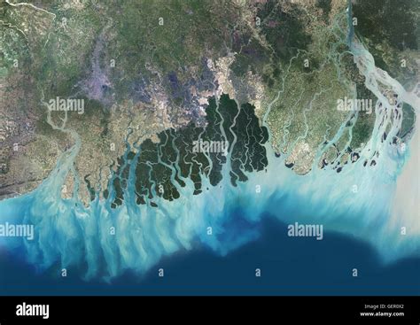 Satellite view of the Ganges River Delta, Bangladesh, India. Also Stock ...