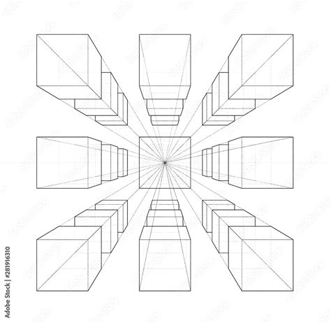 One Point Perspective Drawing Tutorial Stock Photo | Adobe Stock