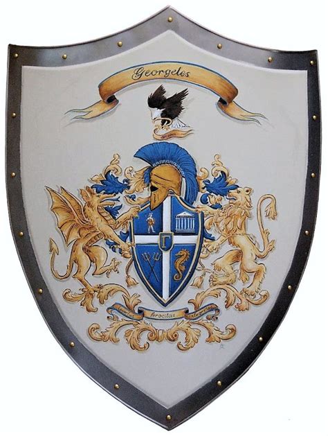 Coat of Arms Knight Shield, Custom Hand Painted Family Crest Coat of ...