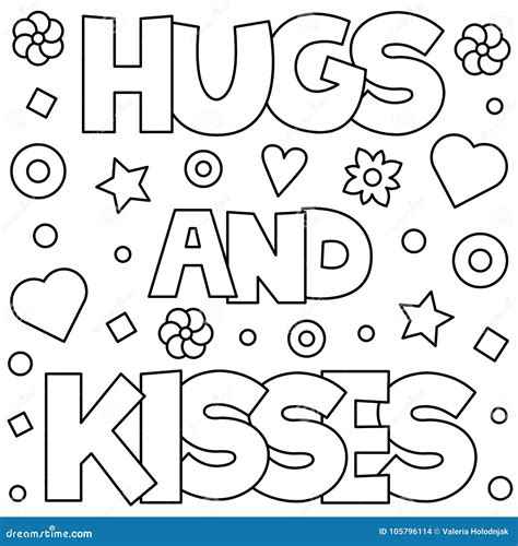 Hugs and Kisses. Coloring Page. Vector Illustration. Stock Vector ...