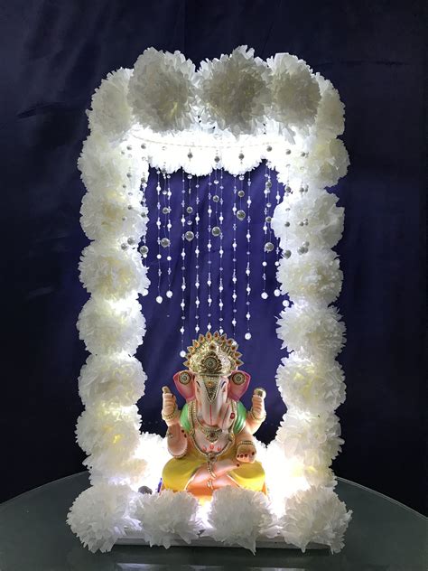 ganpati decorations Background Decoration, Backdrop Decorations, Flower ...