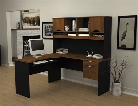 Innova L-Shaped Desk In Tuscany Brown & Black from Bestar (92420-63 ...