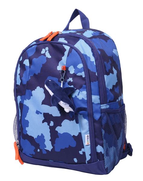 Crckt Kids Boys 15" School Backpack with Plush Dangle, Blue Camo Print ...