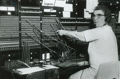 Erma Scholl working a telephone operation switchboard in Old Forge