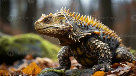 Close-up photo of a Ankylosaurus looking in their habitat. Generative ...