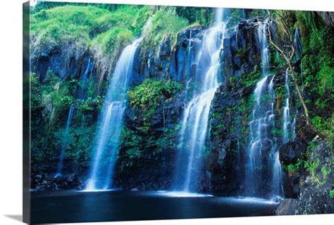 Hawaii, Maui, Hana Coast, Waterfall Flows Into Blue Pool Wall Art ...