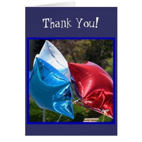 Thank You Red White and Blue balloons card | Zazzle