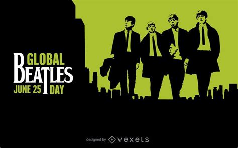 Global Beatles Day black and green poster - Vector download