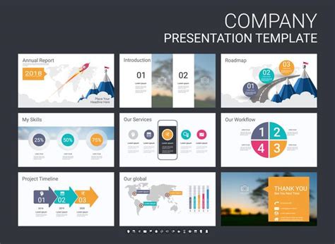 Presentation slide template for your company with infographic elements ...