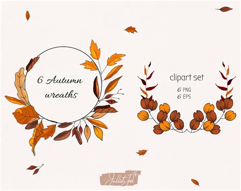 Fall Wreath Clipart Autumn Wreath PNG Frames Fall Clipart | Etsy