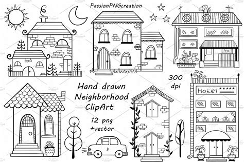 hand drawn neighbourhood Clipart - Illustrations - 1 Doodle Drawings ...