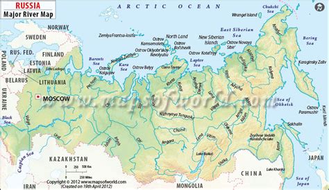 Russian River Map | Major Rivers in Russia