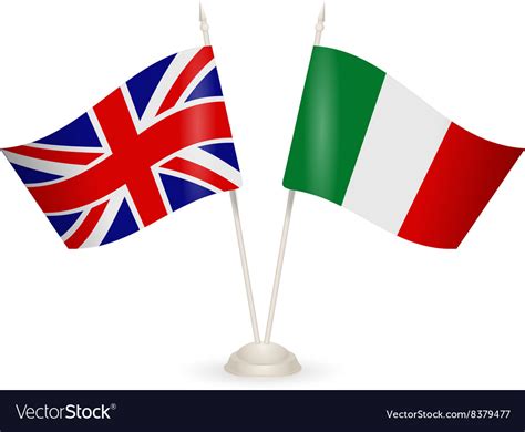 Table stand with flags of england and italy Vector Image