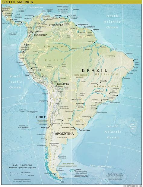 South America Continent Physical Map • Mapsof.net