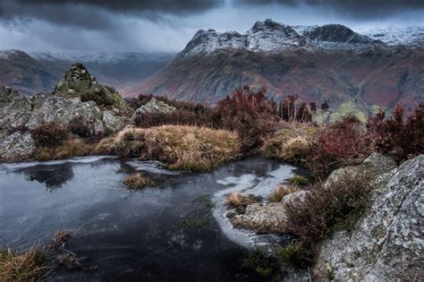 Wallpaper : langdale, pikes, lingmoor, fell, lake, district, frozen ...