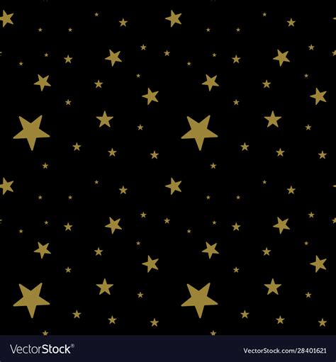 Dark pattern with gold stars on black background Vector Image