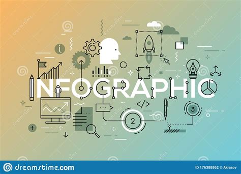 Creative Infographic Banner with Elements in Thin Line Style Stock ...