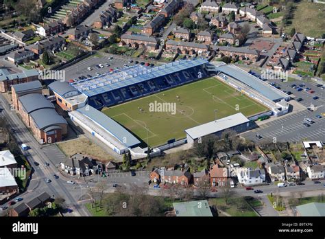 Aerial view of Telford United AFC stadium in Telford Shropshire England ...