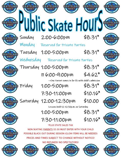 Skating Schedule - Skateland West