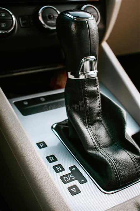 Close-up Car Automatic Gear Lever with Leather Stock Image - Image of ...