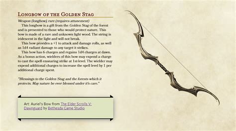 Longbow of the Golden Stag [5e] : r/UnearthedArcana