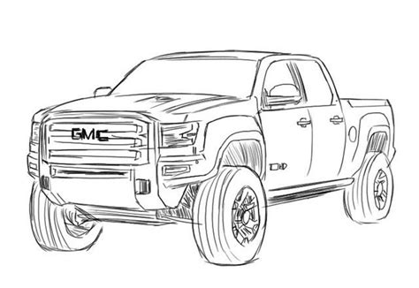 GMC Sierra Drawing | Truck coloring pages, Monster truck coloring pages ...