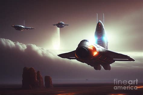 Military aircraft spaceship in space Digital Art by Boon Mee - Fine Art ...