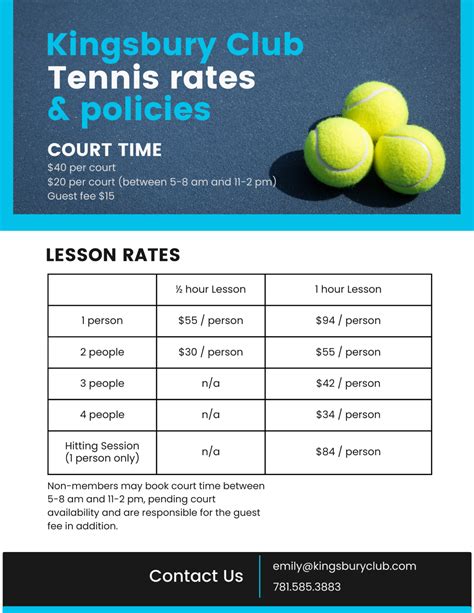 Tennis Policies and Fees | Kingsbury Club and Spa