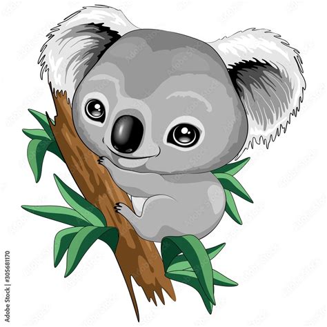 Koala Baby Cute Cartoon Character Vector Illustration Stock Vector ...