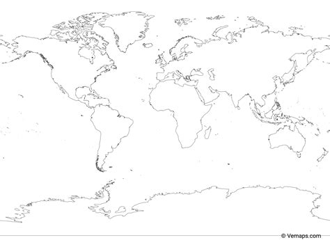 Outline Map Of The World With Antarctica Miller Projection, 43% OFF