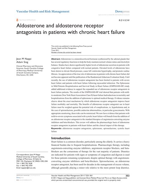 (PDF) Aldosterone and aldosterone receptor antagonists in patients with ...