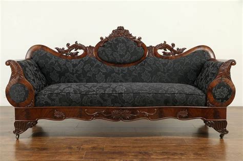 Empire Victorian Transitional Carved Mahogany Sofa, New Upholstery ...