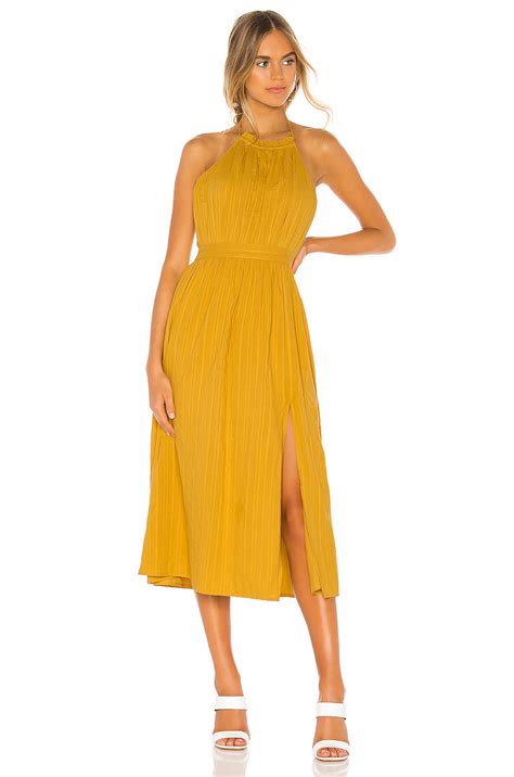 Roe Midi Dress in Mustard Yellow – TULAROSA