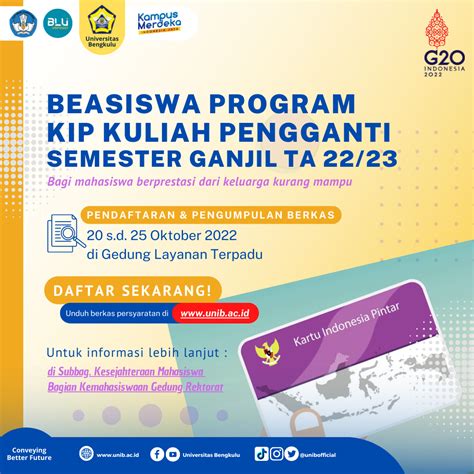 Beasiswa Program KIP-Kuliah Pengganti Semester Ganjil TA 2022/2023 ...