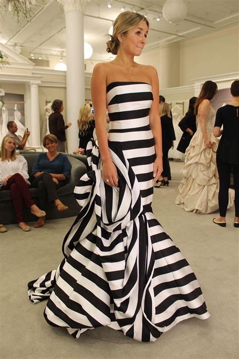 David’S Bridal Black And White Striped Dress | Striped wedding dress ...