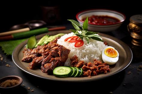 Premium AI Image | Spicy and flavorful nasi padang with beef background