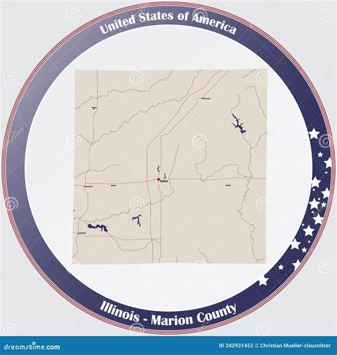 Map of Marion County in Illinois Stock Illustration - Illustration of ...