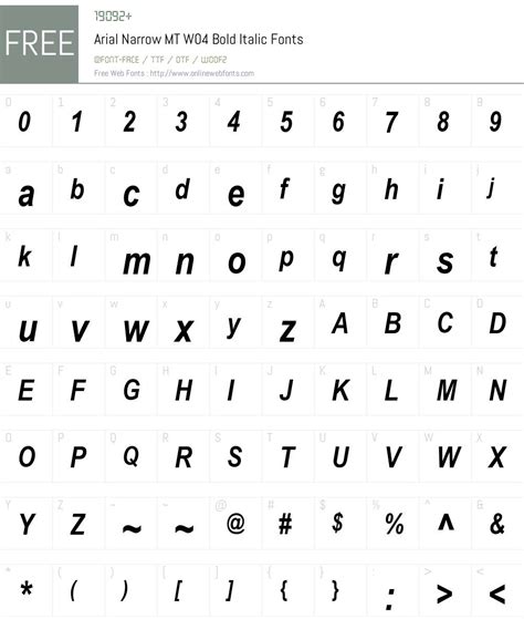 Arial Narrow MT W04 Bold Italic 1.10 Fonts Free Download ...